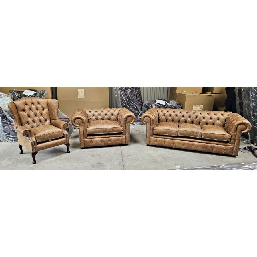 Chesterfield Fibre Fillid Cracked Tan